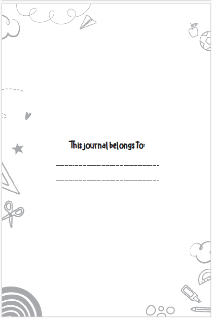 Journal page with space for a child to write their name